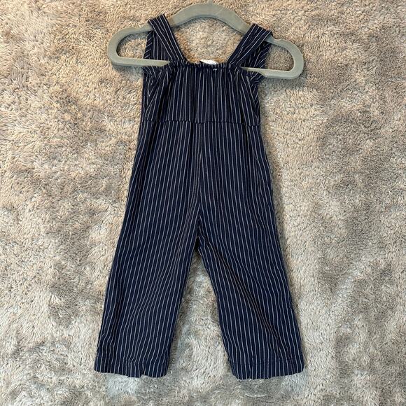 Baileys Blossoms 3-6 Months Baby Girl Blue White Stripe Romper Overalls Jumpsuit - Picture 3 of 9